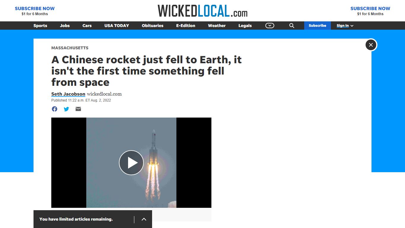 Rocket hits Earth: What happened, and times things fell from space